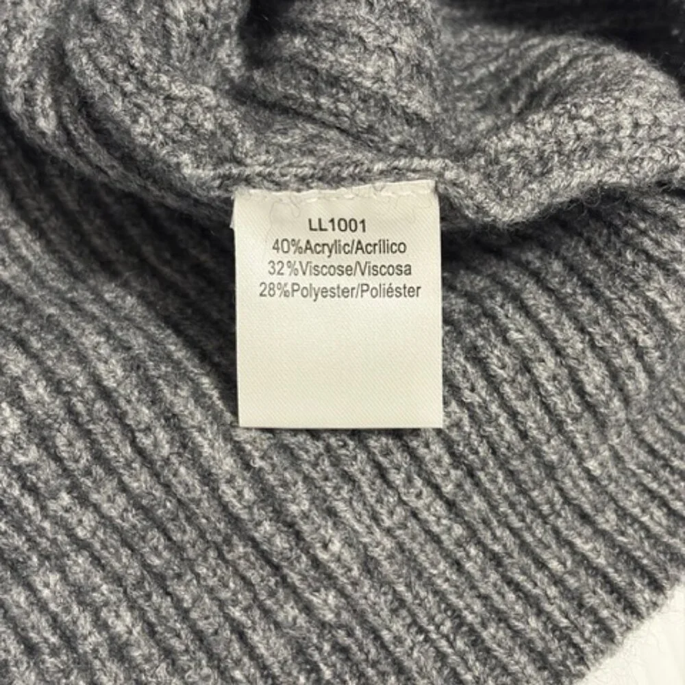 Limassimo Sweater Large Gray Knit Faux‎ Pearl Crochet Flower Coquette Soft Girl